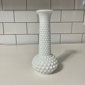 VTG White Milk Glass Hobnail Bud Vase 1960's